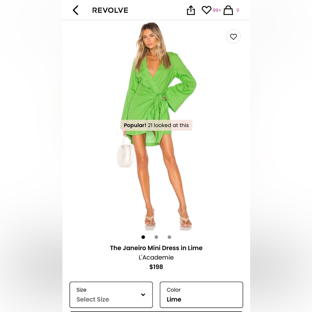 L'Academie "Janeiro" Mini Dress in Lime - size XS